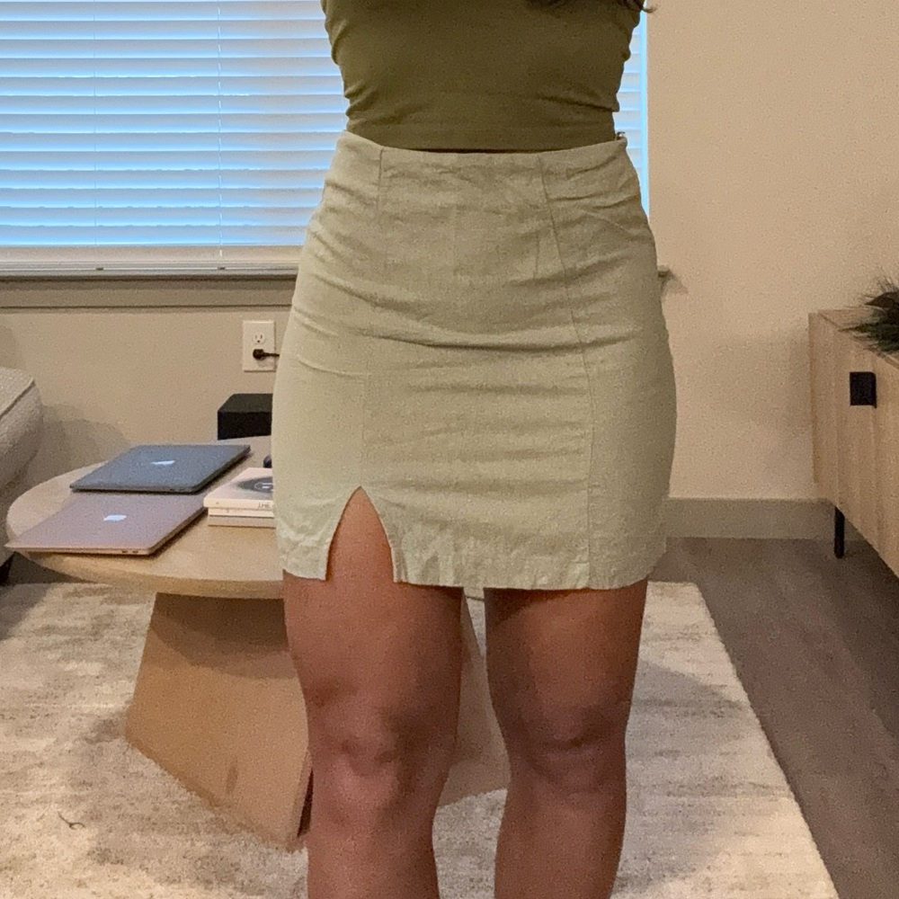 Denim Sage Green Skirt - Altar’d State